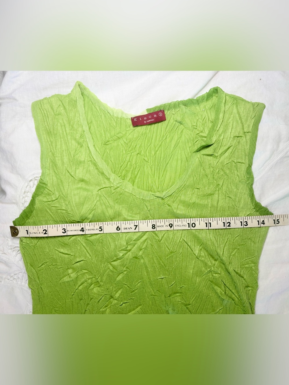 Kisca by Komarov Green Ombre Crinkle Sleeveless Tiered Hem Mini Dress Fairycore - Picture 7 of 9